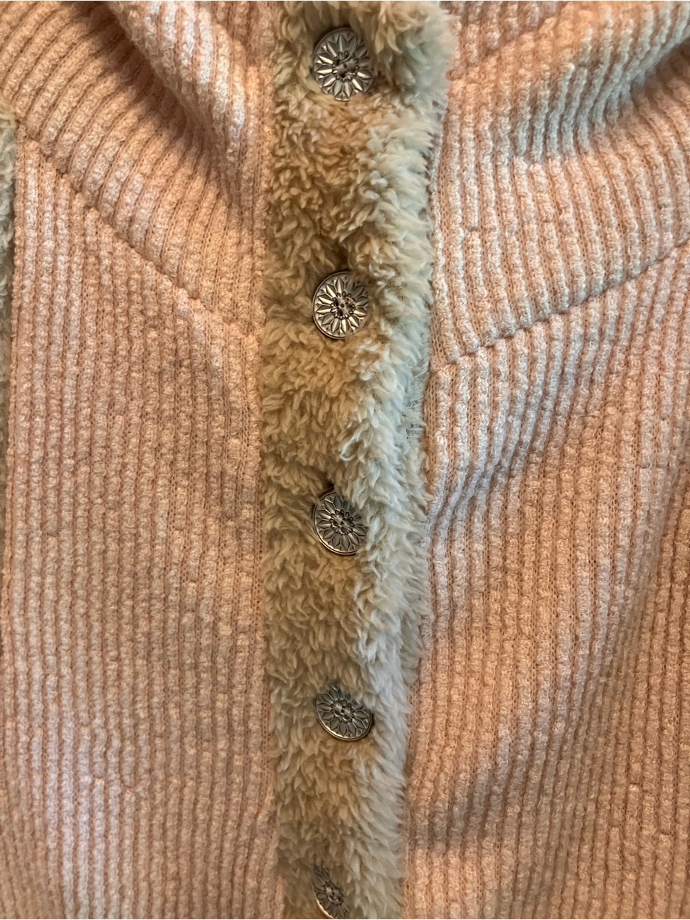 POL Cozy Peach & Tan Sherpa Pullover Sweatshirt with Leopard Accents NWOT SIZE M - Picture 4 of 8